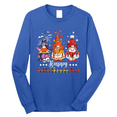 Happy Hallothanksmas Gnomes Halloween Thanksgiving Christmas Love Long Sleeve Shirt