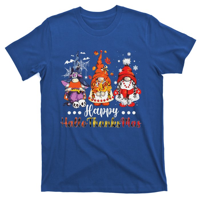 Happy Hallothanksmas Gnomes Halloween Thanksgiving Christmas Love T-Shirt