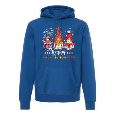 Happy Hallothanksmas Gnomes Halloween Thanksgiving Christmas Love Premium Hoodie