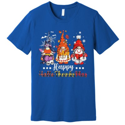 Happy Hallothanksmas Gnomes Halloween Thanksgiving Christmas Love Premium T-Shirt