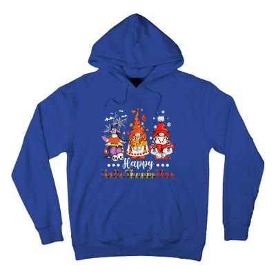 Happy Hallothanksmas Gnomes Halloween Thanksgiving Christmas Love Tall Hoodie