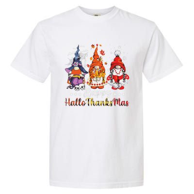 Happy Hallothanksmas Gnomes Halloween Thanksgiving Christmas Love Garment-Dyed Heavyweight T-Shirt