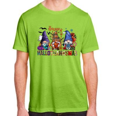 Happy Hallothanksmas Gnomes Halloween Thanksgiving Christmas Adult ChromaSoft Performance T-Shirt