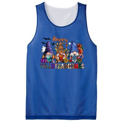 Happy Hallothanksmas Gnomes Halloween Thanksgiving Christmas Mesh Reversible Basketball Jersey Tank