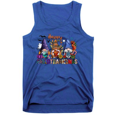 Happy Hallothanksmas Gnomes Halloween Thanksgiving Christmas Tank Top