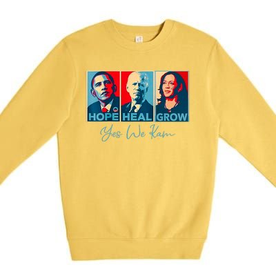 Hope Heal Grow Yes We Kam President Democrat Election Premium Crewneck Sweatshirt