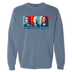 Hope Heal Grow Yes We Kam President Democrat Election Garment-Dyed Sweatshirt