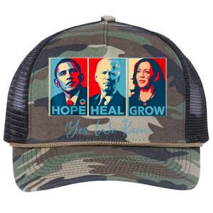 Hope Heal Grow Yes We Kam President Democrat Election Retro Rope Trucker Hat Cap