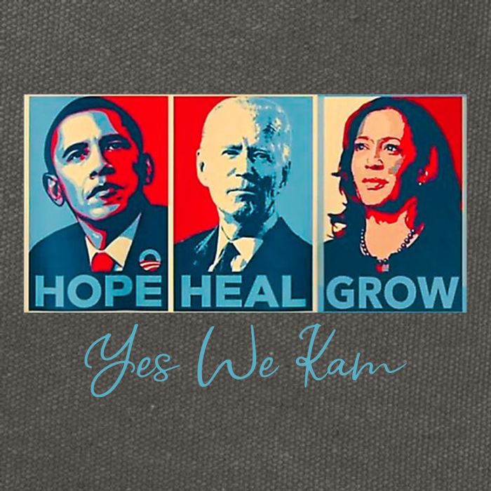 Hope Heal Grow Yes We Kam President Democrat Election Cotton Canvas Backpack