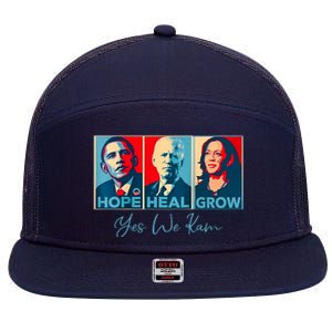 Hope Heal Grow Yes We Kam President Democrat Election 7 Panel Mesh Trucker Snapback Hat