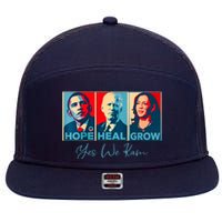 Hope Heal Grow Yes We Kam President Democrat Election 7 Panel Mesh Trucker Snapback Hat