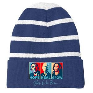 Hope Heal Grow Yes We Kam President Democrat Election Striped Beanie with Solid Band