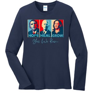 Hope Heal Grow Yes We Kam President Democrat Election Ladies Long Sleeve Shirt