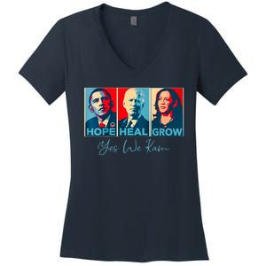 Hope Heal Grow Yes We Kam President Democrat Election Women's V-Neck T-Shirt