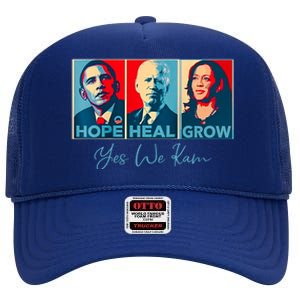 Hope Heal Grow Yes We Kam President Democrat Election High Crown Mesh Back Trucker Hat