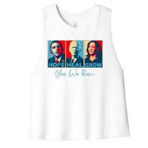 Hope Heal Grow Yes We Kam President Democrat Election Women's Racerback Cropped Tank