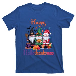 Happy Hallothanksmas Gnomes Halloween Thanksgiving Christmas Funny Gift T-Shirt