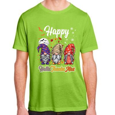 Happy Hallothanksmas Gnomes Halloween Thanksgiving Christmas Funny Gift Adult ChromaSoft Performance T-Shirt