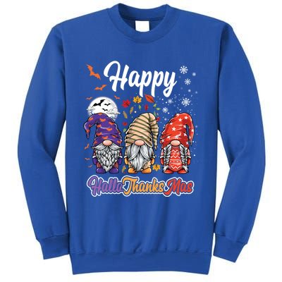 Happy Hallothanksmas Gnomes Halloween Thanksgiving Christmas Funny Gift Sweatshirt