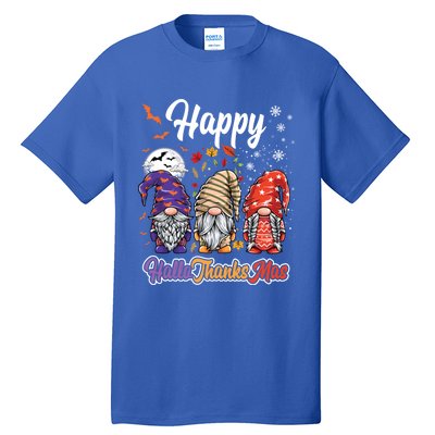 Happy Hallothanksmas Gnomes Halloween Thanksgiving Christmas Funny Gift Tall T-Shirt