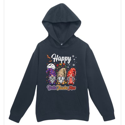 Happy Hallothanksmas Gnomes Halloween Thanksgiving Christmas Funny Gift Urban Pullover Hoodie