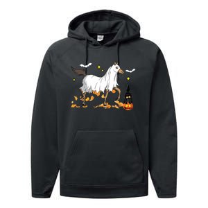 Halloween Horse Ghost Cowboy Western Halloween Performance Fleece Hoodie