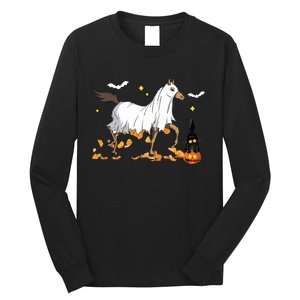 Halloween Horse Ghost Cowboy Western Halloween Long Sleeve Shirt