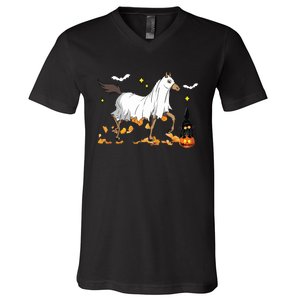 Halloween Horse Ghost Cowboy Western Halloween V-Neck T-Shirt