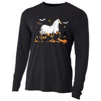 Halloween Horse Ghost Cowboy Western Halloween Cooling Performance Long Sleeve Crew