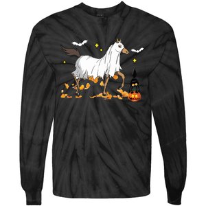 Halloween Horse Ghost Cowboy Western Halloween Tie-Dye Long Sleeve Shirt