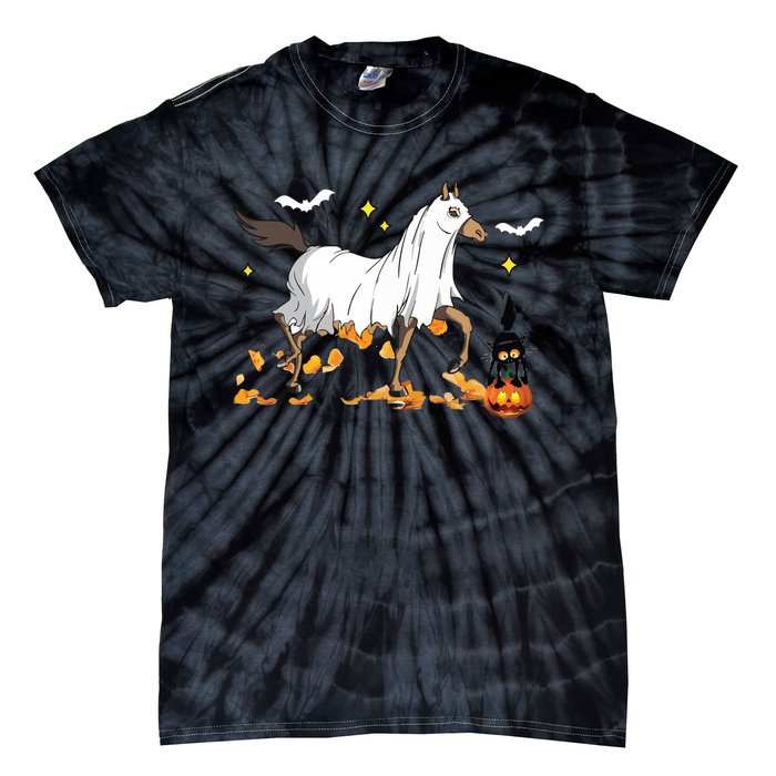 Halloween Horse Ghost Cowboy Western Halloween Tie-Dye T-Shirt