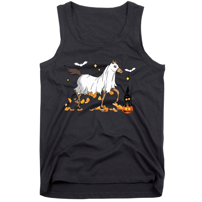 Halloween Horse Ghost Cowboy Western Halloween Tank Top