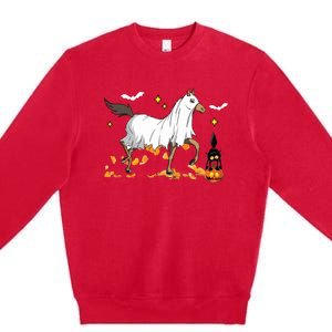 Halloween Horse Ghost Cowboy Western Halloween Premium Crewneck Sweatshirt