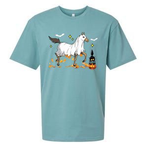 Halloween Horse Ghost Cowboy Western Halloween Sueded Cloud Jersey T-Shirt