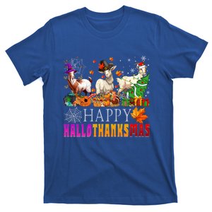 Happy Hallothanksmas Goat Halloween Thanksgiving Christmas Gift T-Shirt