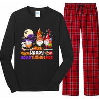 Happy Hallothanksmas Gnomes Halloween Thanksgiving Christmas Long Sleeve Pajama Set