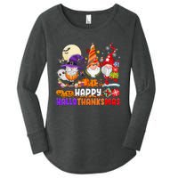 Happy Hallothanksmas Gnomes Halloween Thanksgiving Christmas Women's Perfect Tri Tunic Long Sleeve Shirt