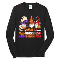 Happy Hallothanksmas Gnomes Halloween Thanksgiving Christmas Tall Long Sleeve T-Shirt