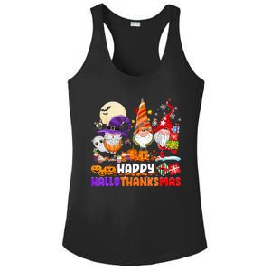 Happy Hallothanksmas Gnomes Halloween Thanksgiving Christmas Ladies PosiCharge Competitor Racerback Tank