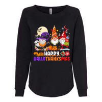 Happy Hallothanksmas Gnomes Halloween Thanksgiving Christmas Womens California Wash Sweatshirt