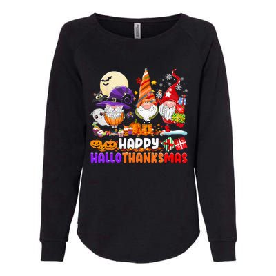 Happy Hallothanksmas Gnomes Halloween Thanksgiving Christmas Womens California Wash Sweatshirt