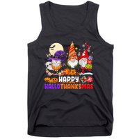 Happy Hallothanksmas Gnomes Halloween Thanksgiving Christmas Tank Top