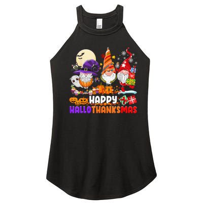 Happy Hallothanksmas Gnomes Halloween Thanksgiving Christmas Women's Perfect Tri Rocker Tank