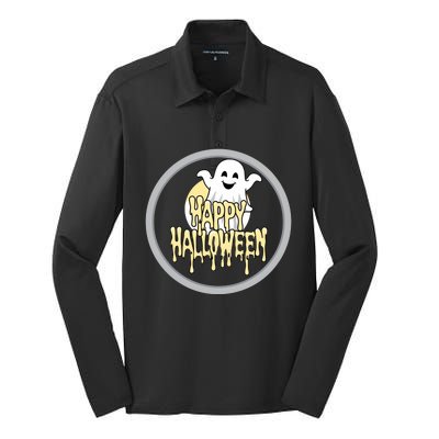 Happy Halloween Ghost Cute And Spooky Silk Touch Performance Long Sleeve Polo