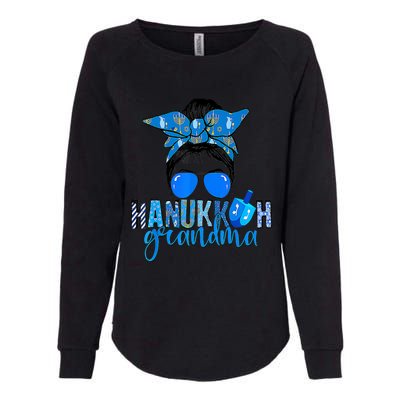 Happy Hanukkah Grandma Messy Bun Jewish Christmas Pajama Womens California Wash Sweatshirt