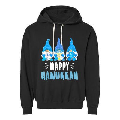 Happy Hanukkah Gnomes Jewish Gnome Lover Chanukah Garment-Dyed Fleece Hoodie