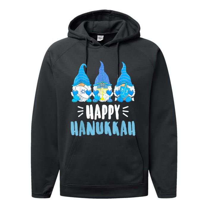 Happy Hanukkah Gnomes Jewish Gnome Lover Chanukah Performance Fleece Hoodie