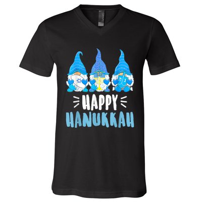 Happy Hanukkah Gnomes Jewish Gnome Lover Chanukah V-Neck T-Shirt