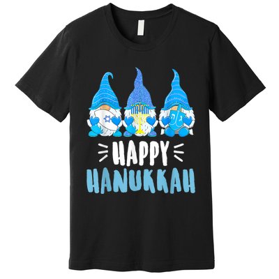 Happy Hanukkah Gnomes Jewish Gnome Lover Chanukah Premium T-Shirt