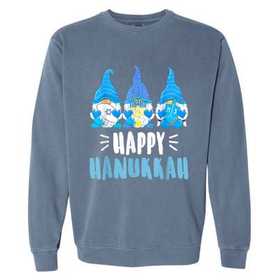 Happy Hanukkah Gnomes Jewish Gnome Lover Chanukah Garment-Dyed Sweatshirt